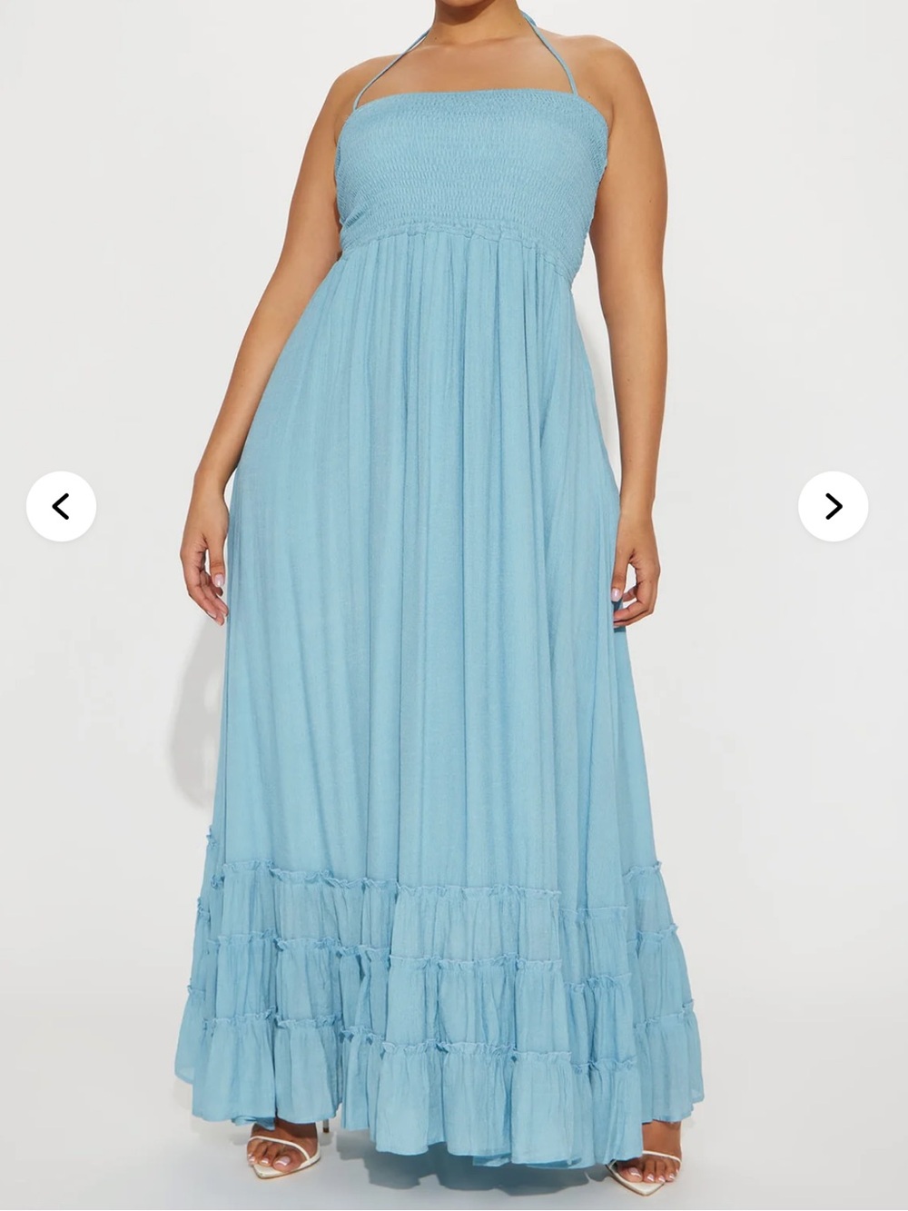 Hayley Halter Smocked Backless Maxi Dress - Blue